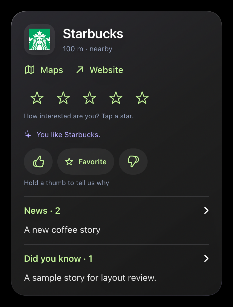Toond's personalized nearby discovery feed